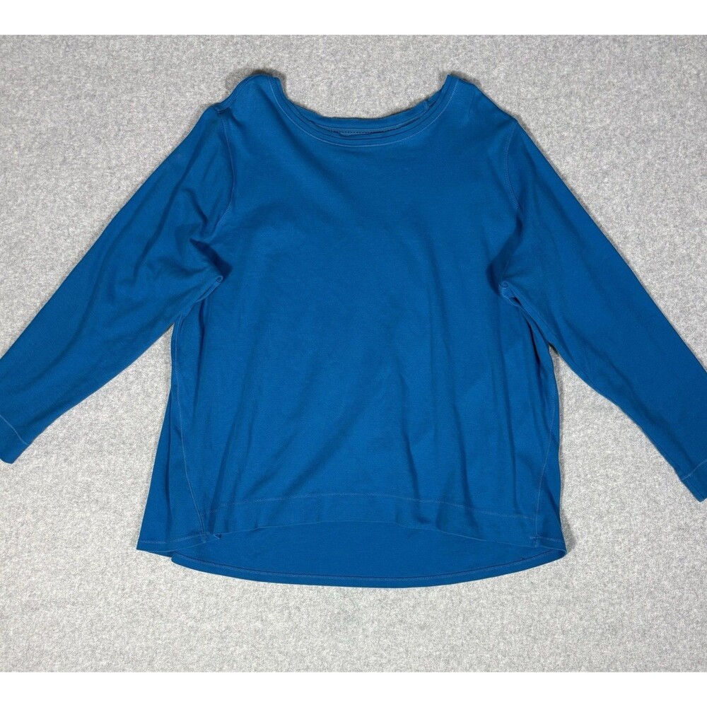 Westbound Woman Blue Long Sleeve Casual 100% Cotton Blouse/T-Shirt Size 3X